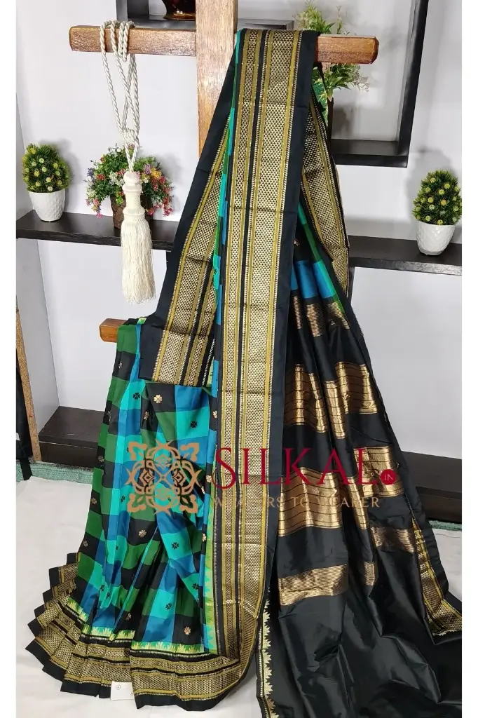 SKL03504 Ilkal semi silk checks butta saree 