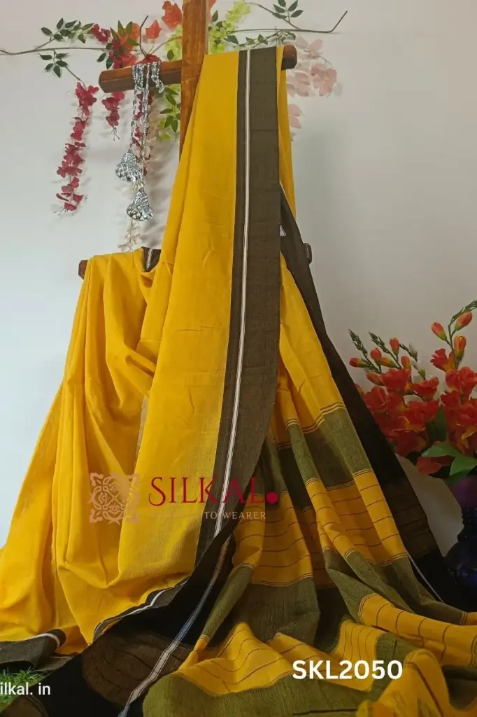 SKL1093 Patteda Anchu Pure Cotton Handloom Saree