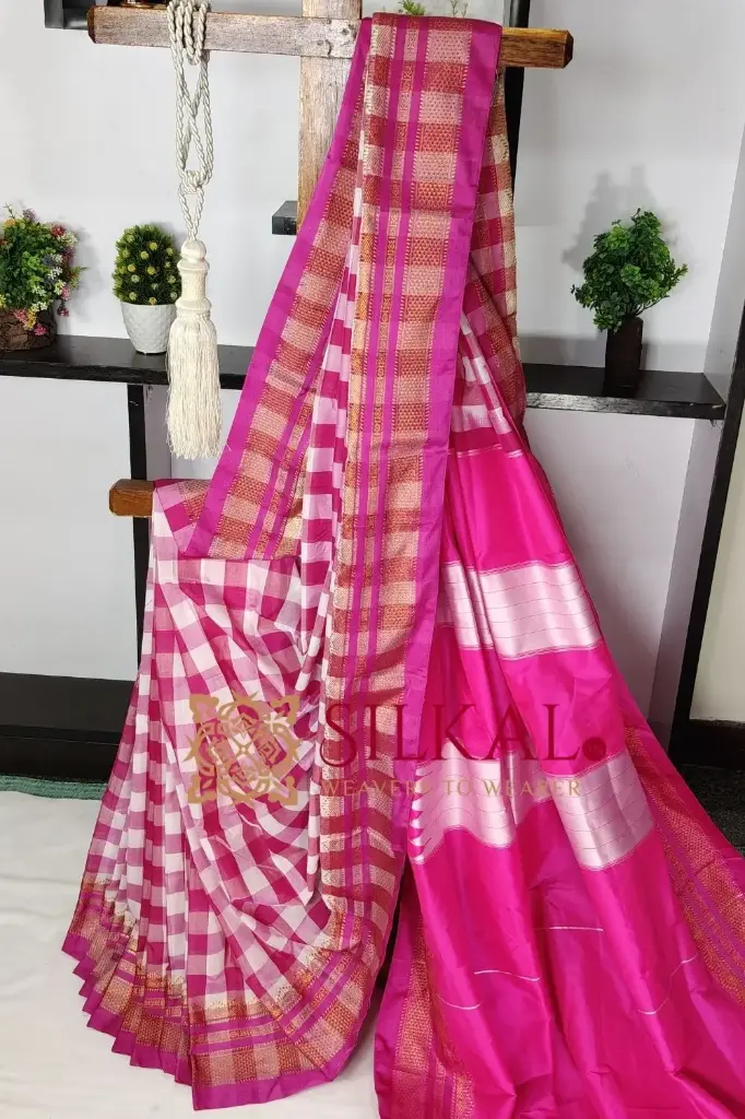 SKL03573 Ilkal Special Cotton Silk Big Checks Saree 