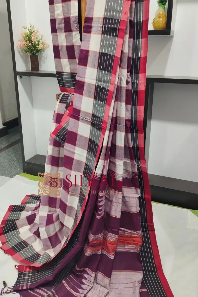 SKL1862 Ilkal Handloom Mercerized Cotton By Cotton Sarees 