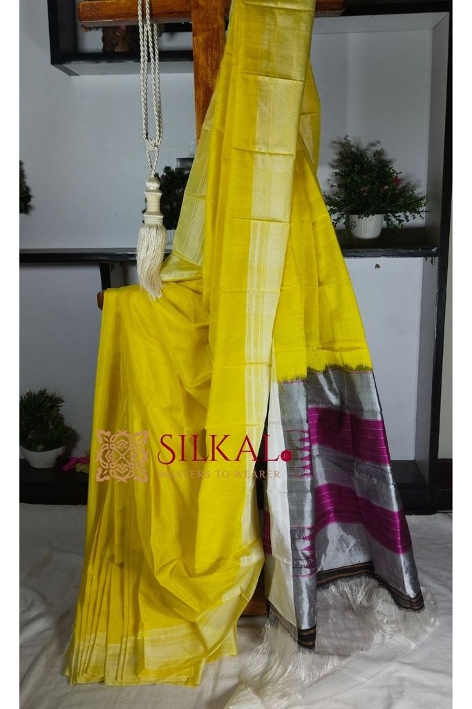 Ilkal Handloom Viscose Cotton Silk Chikki Paras Border Saree