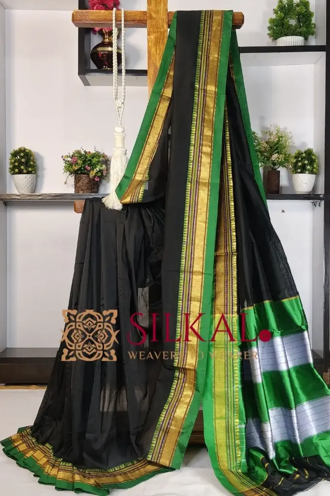 SKL3074 Ilkal Plain Mercerized Silk Saree 