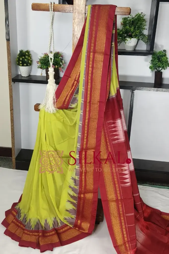 SKL03389 Ilkal Cotton Silk Temple Saree  
