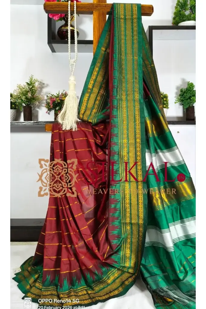 SKL03292 Ilkal Mercerised Butta Cotton Saree  