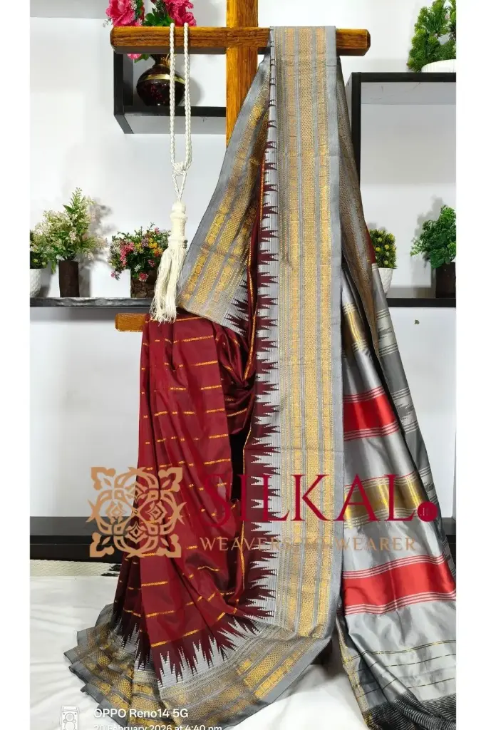 SKL03294 Ilkal Mercerised Butta Cotton Saree 