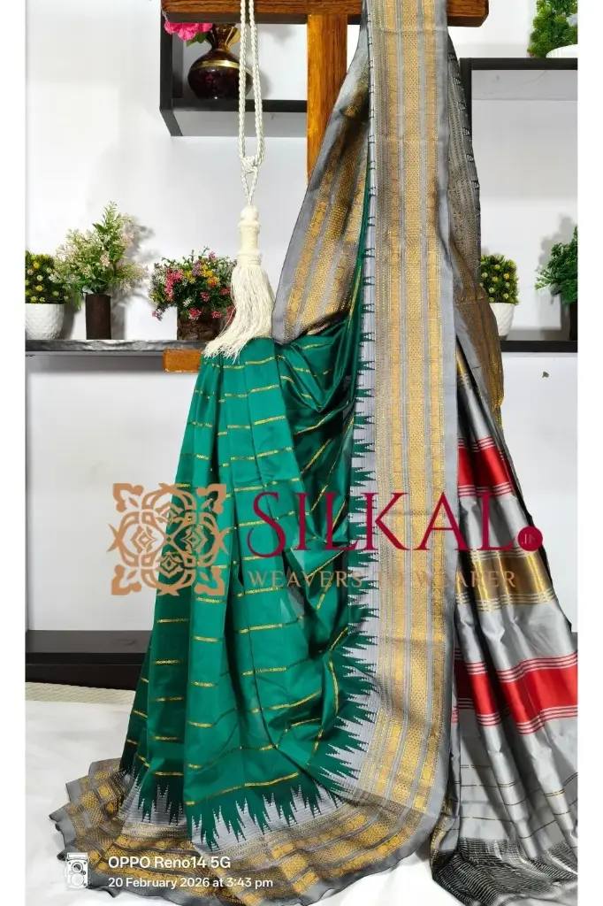 SKL03299 Ilkal Mercerised Butta Cotton Saree  