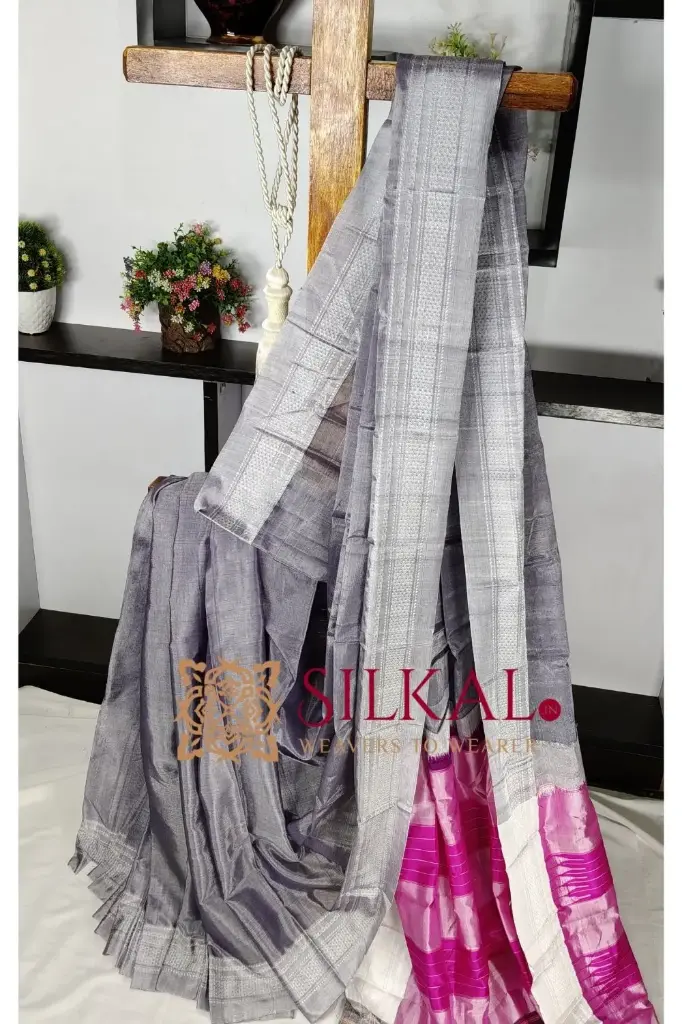 SKL03511 Ilkal Handloom Viscose Cotton Silk Chikki Paras Border Saree   