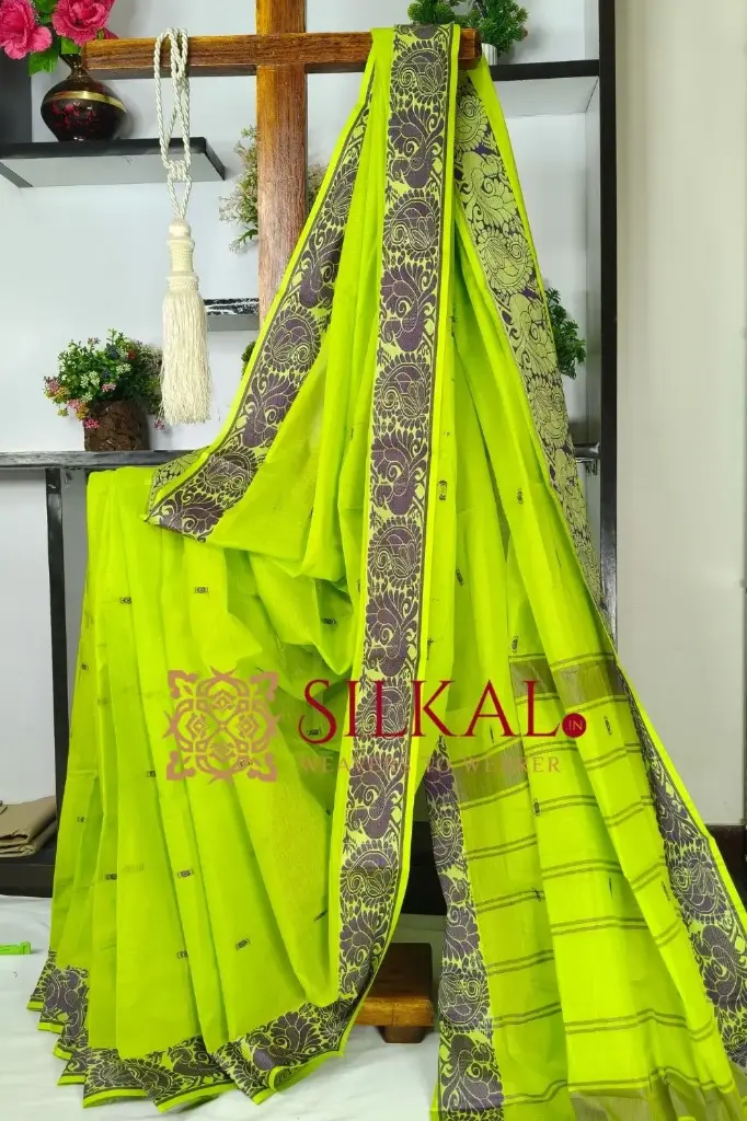 SKL03587 Banahatti Cotton Saree With Traditional Border Saree 