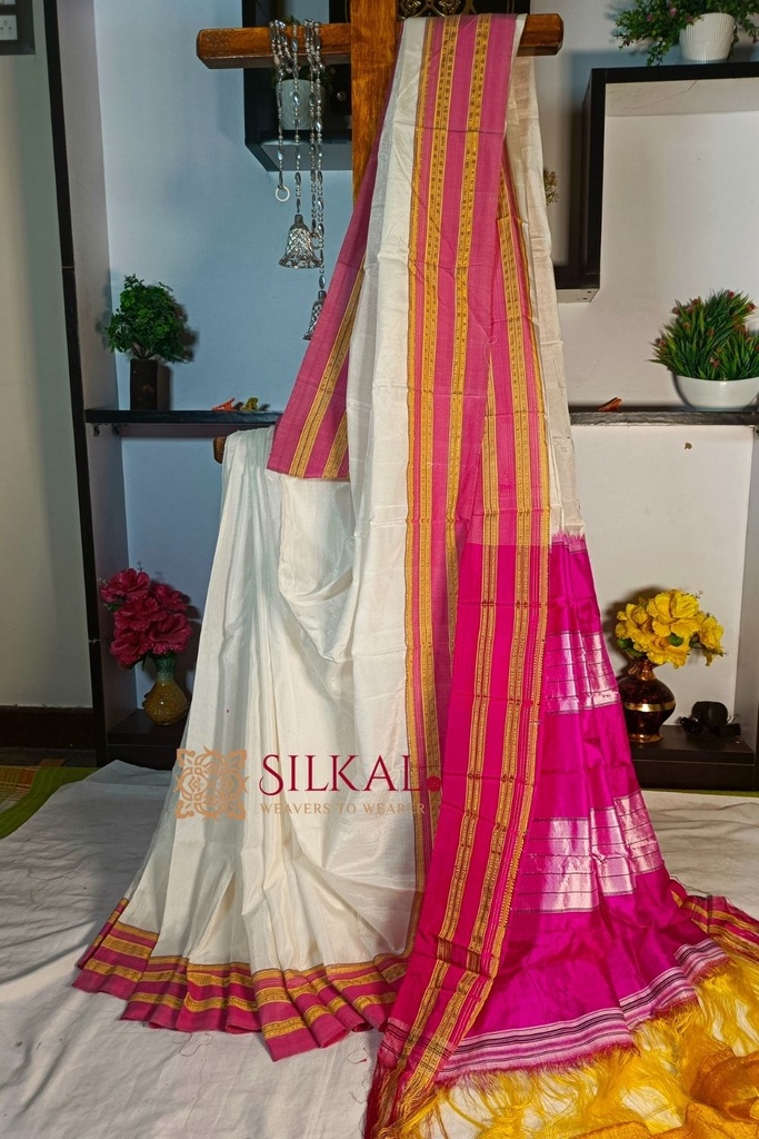 Ilkal Handloom Viscose Cotton Silk Gayatri Border Saree