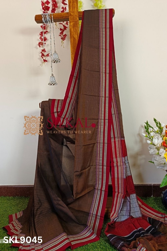 Ilkal Viscose Silk Kaddi Saree With Gomi Border