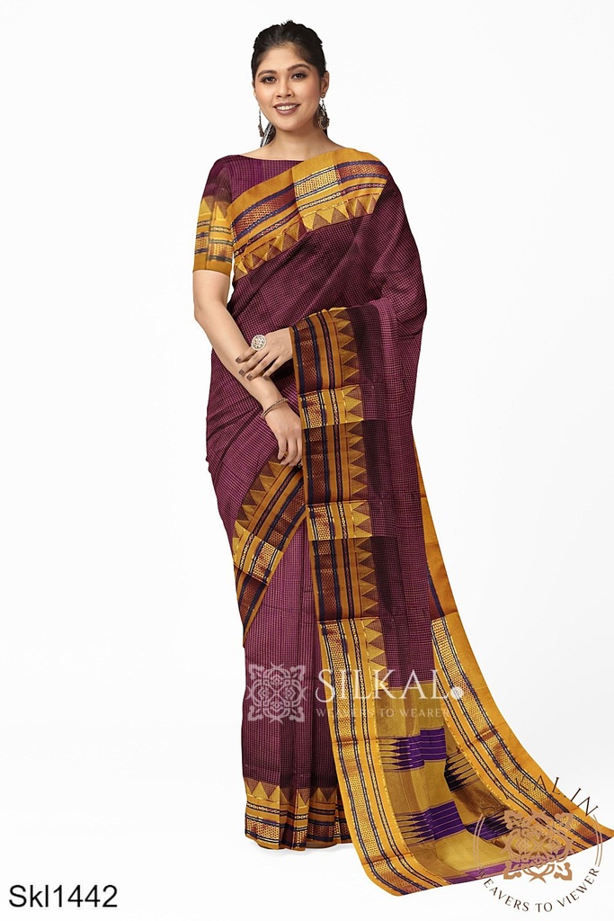 Ilkal Embossed With Mercerized Cotton Saree
