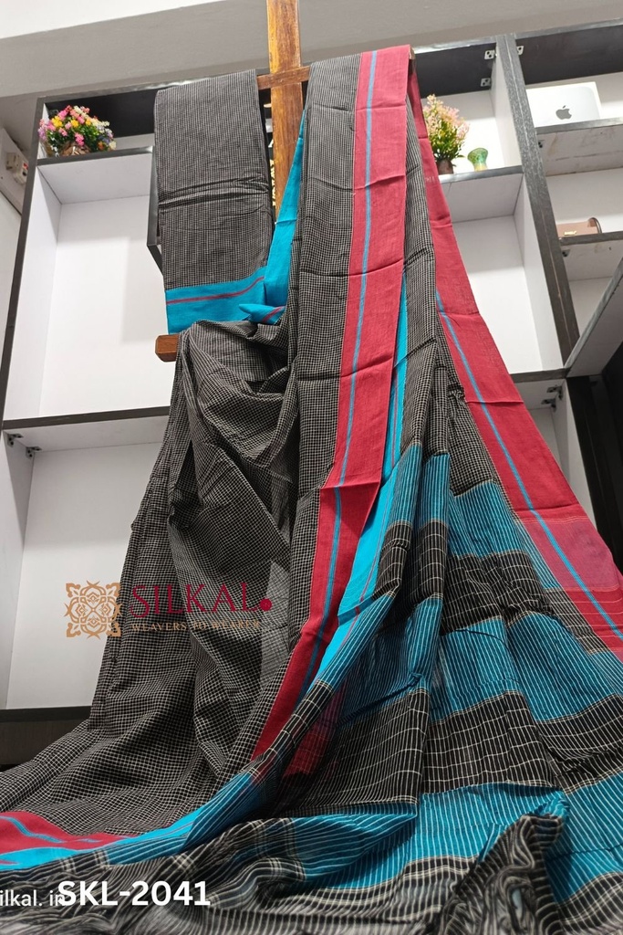 Patteda Anchu Checks With Plain Border