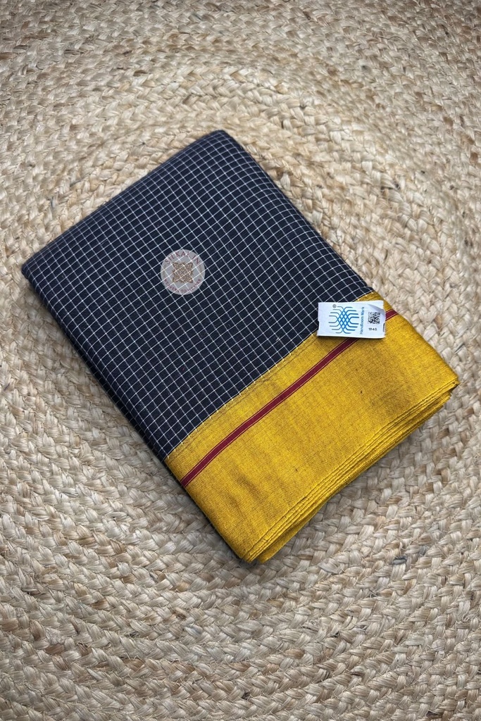 Patteda Anchu Checks With Plain Border