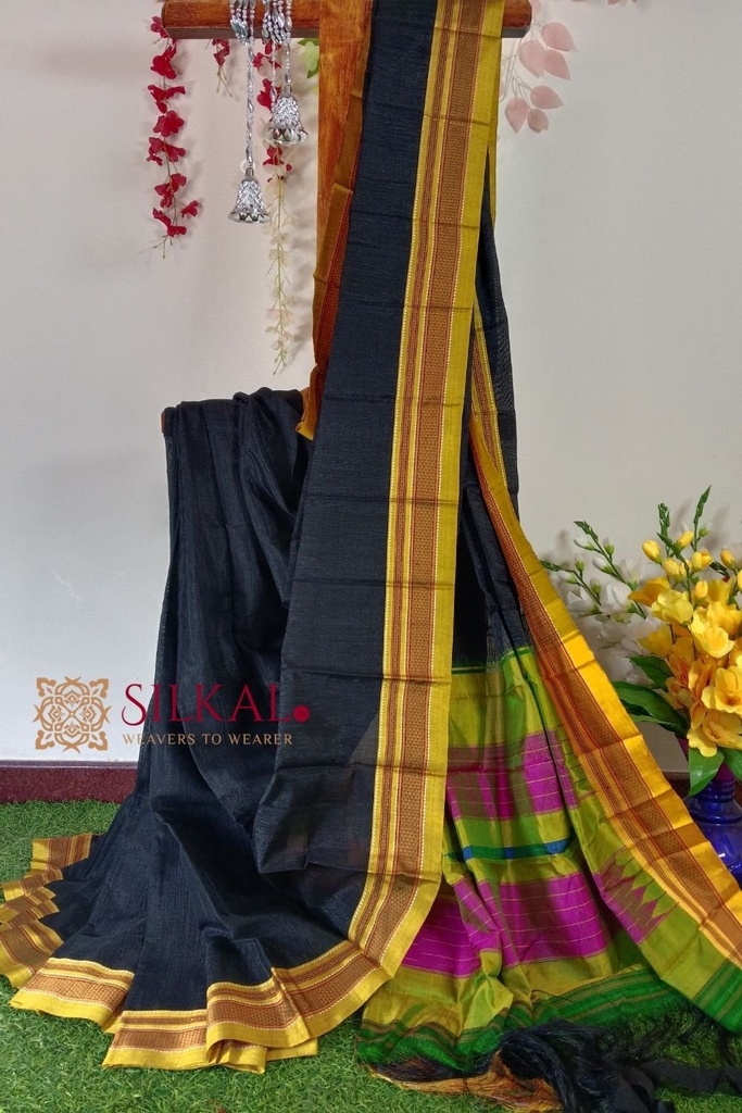 Ilkal Handloom Viscose Cotton Silk Chikki Paras Border