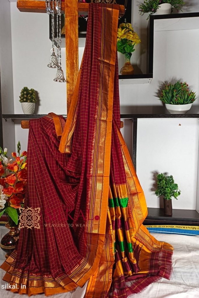 Ilkal Checked Mercerized Silk Saree