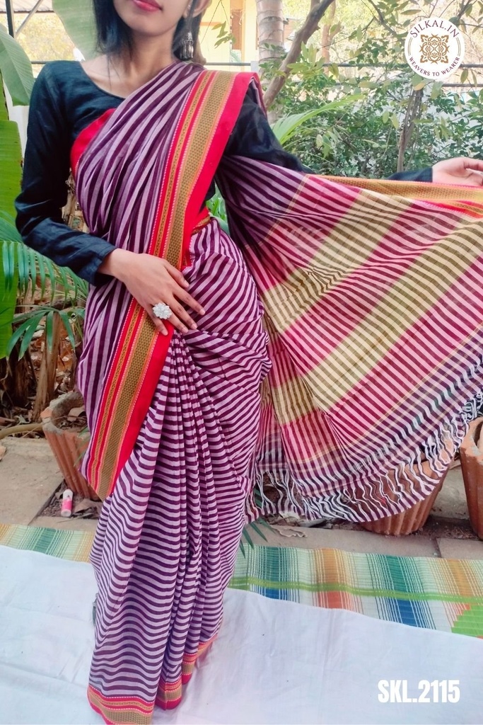 Patteda Anchu Stripe With Chikki Paras Border