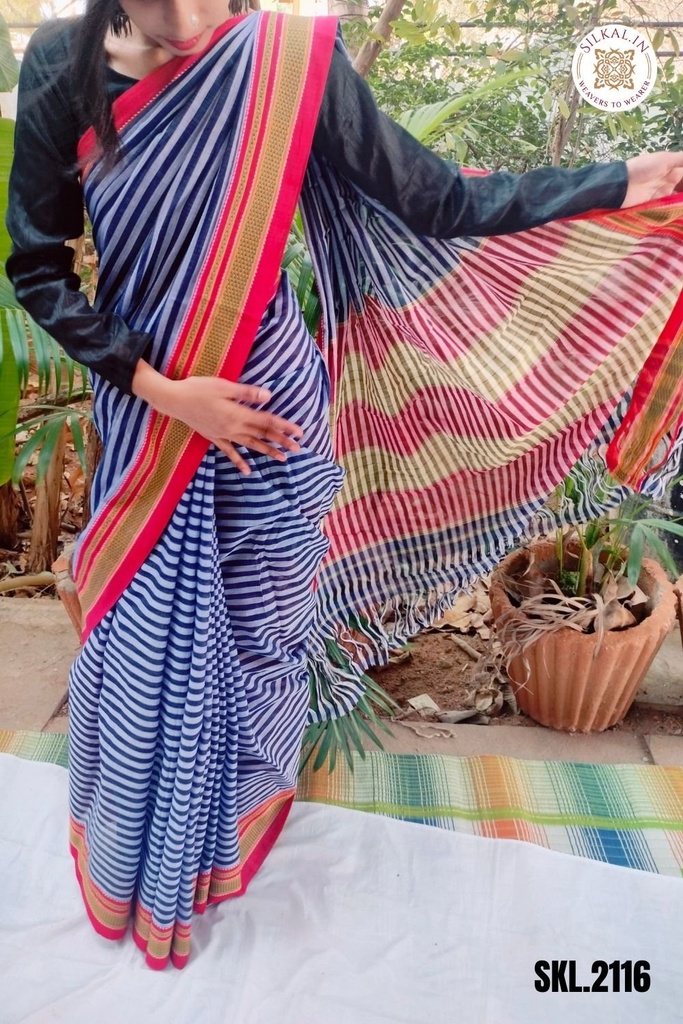 Patteda Anchu Stripe With Chikki Paras Border