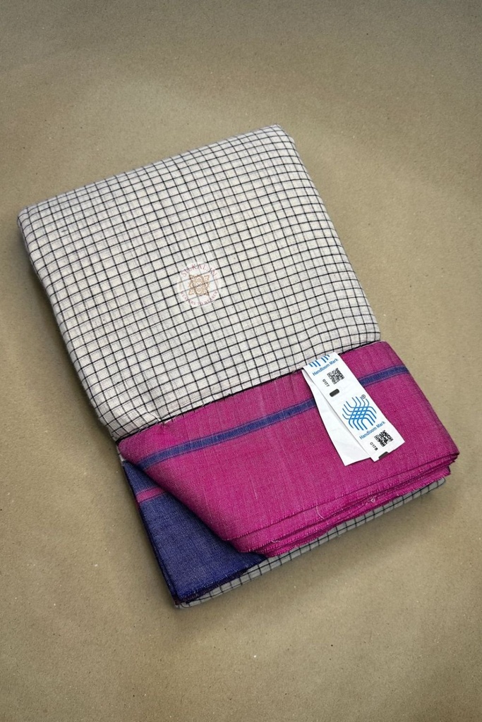 Patteda Anchu Checks With Plain Border