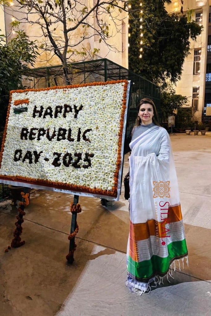 Flag Color Handloom Cotton Silk Saree