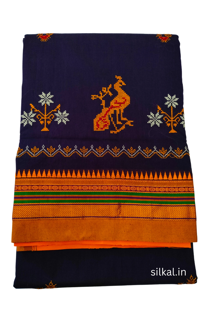 Ilkal Kasuti Work Silk By Cotton Saree
