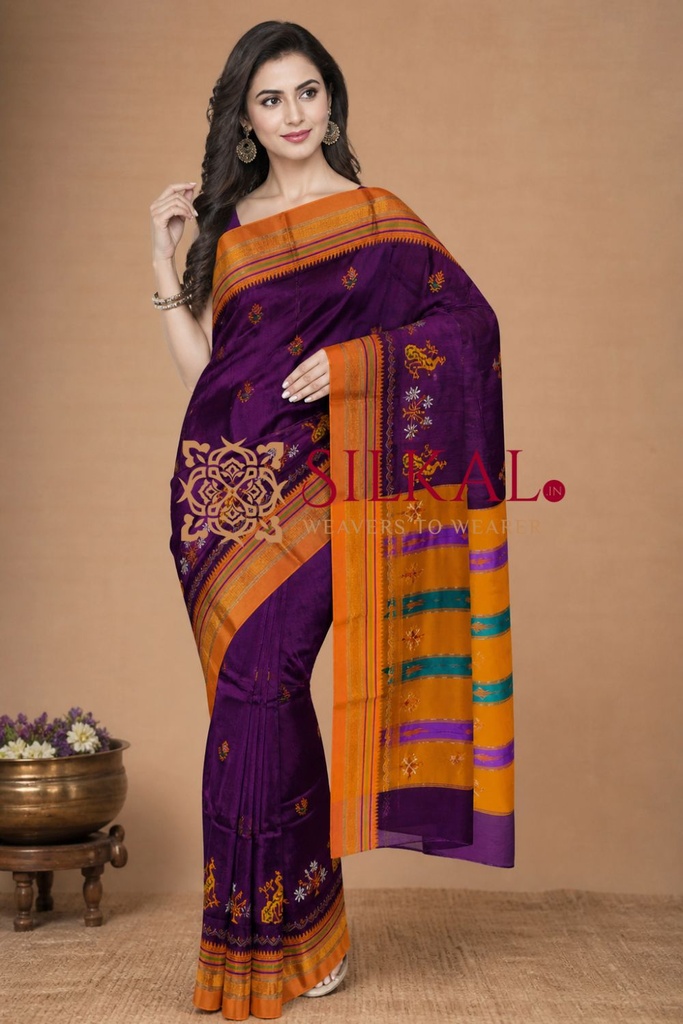 Ilkal Kasuti Work Silk By Cotton