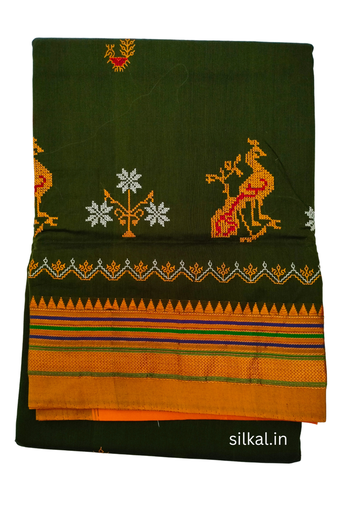 Ilkal Kasuti Work Silk By Cotton Saree