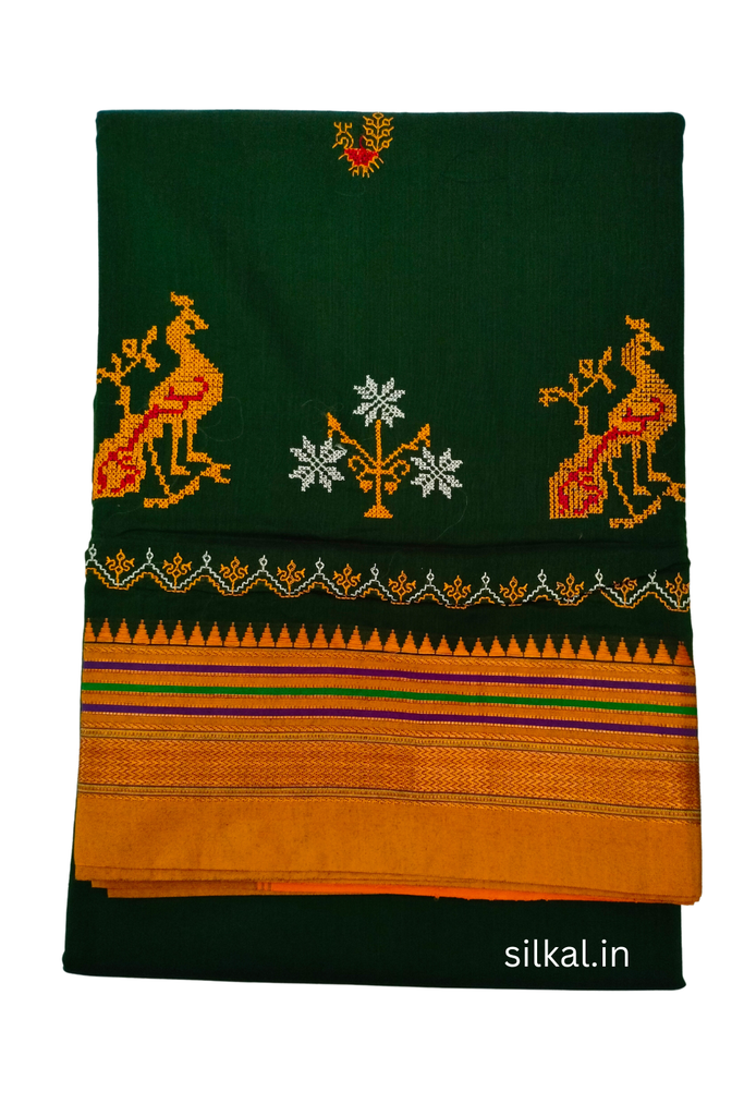 Ilkal Kasuti Work Silk By Cotton Saree