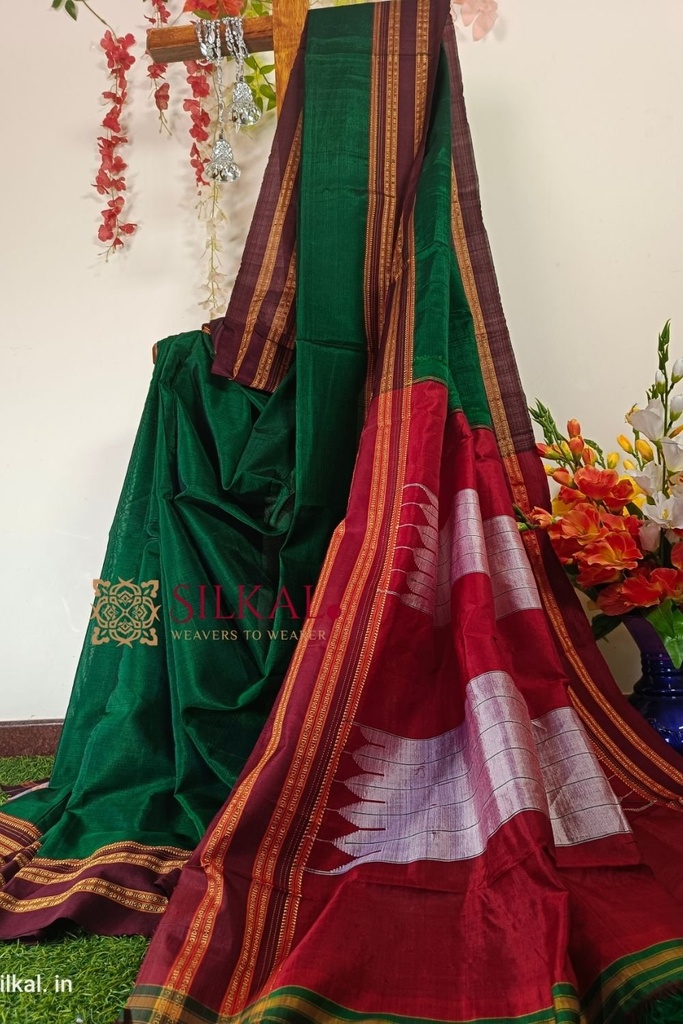 Ilkal Handloom Viscose Cotton Silk Special Gayatri Border Saree