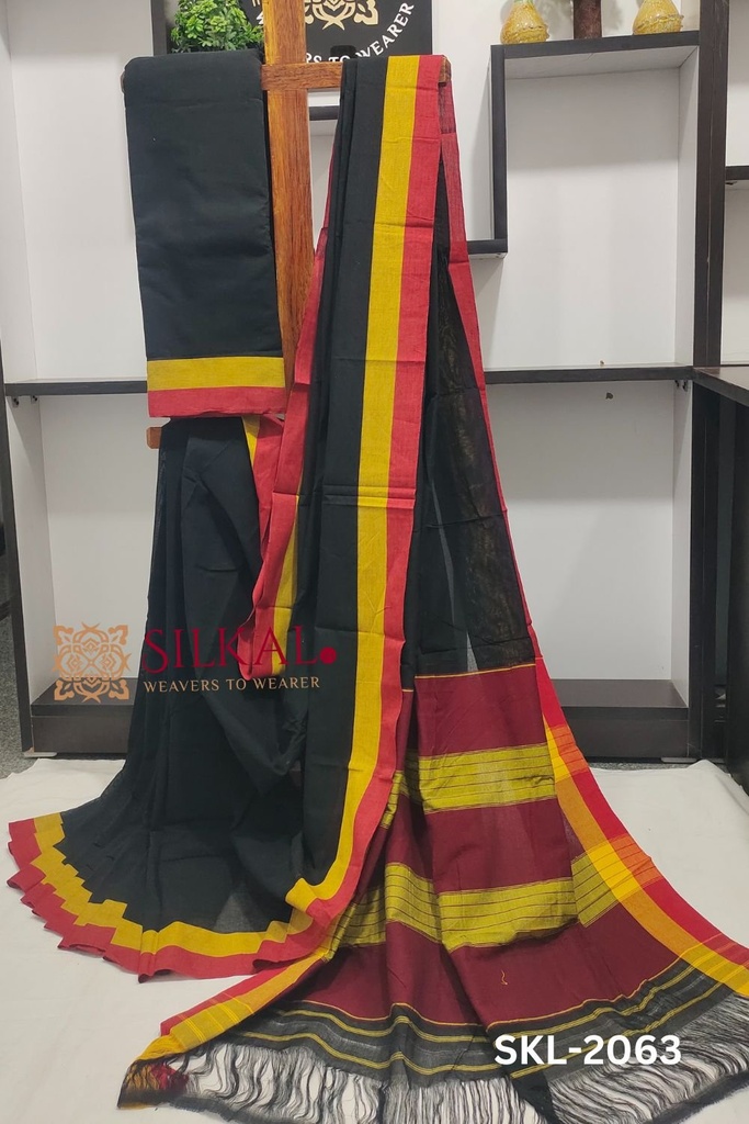 Patteda Anchu Checks With Plain Border