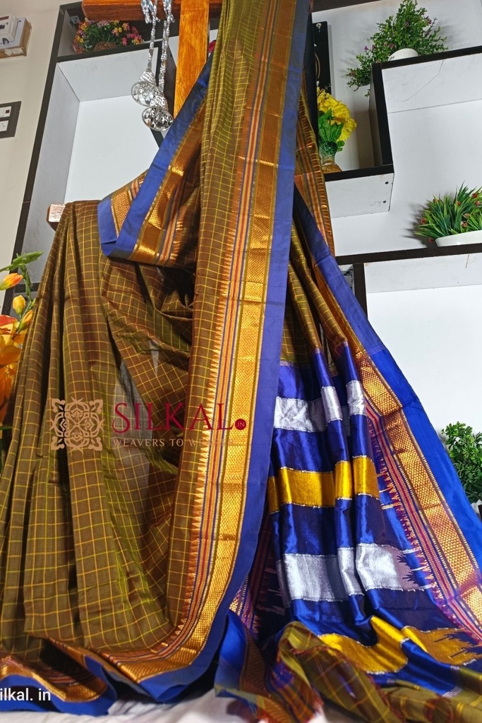 Ilkal Checked Mercerized Silk