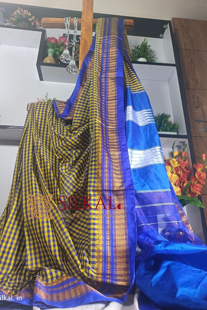 Ilkal Small Check Cotton Silk