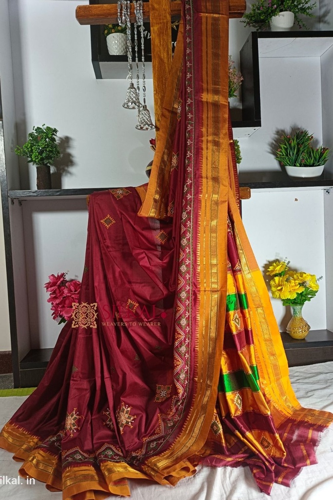 Ilkal Semi Silk With Kasuti