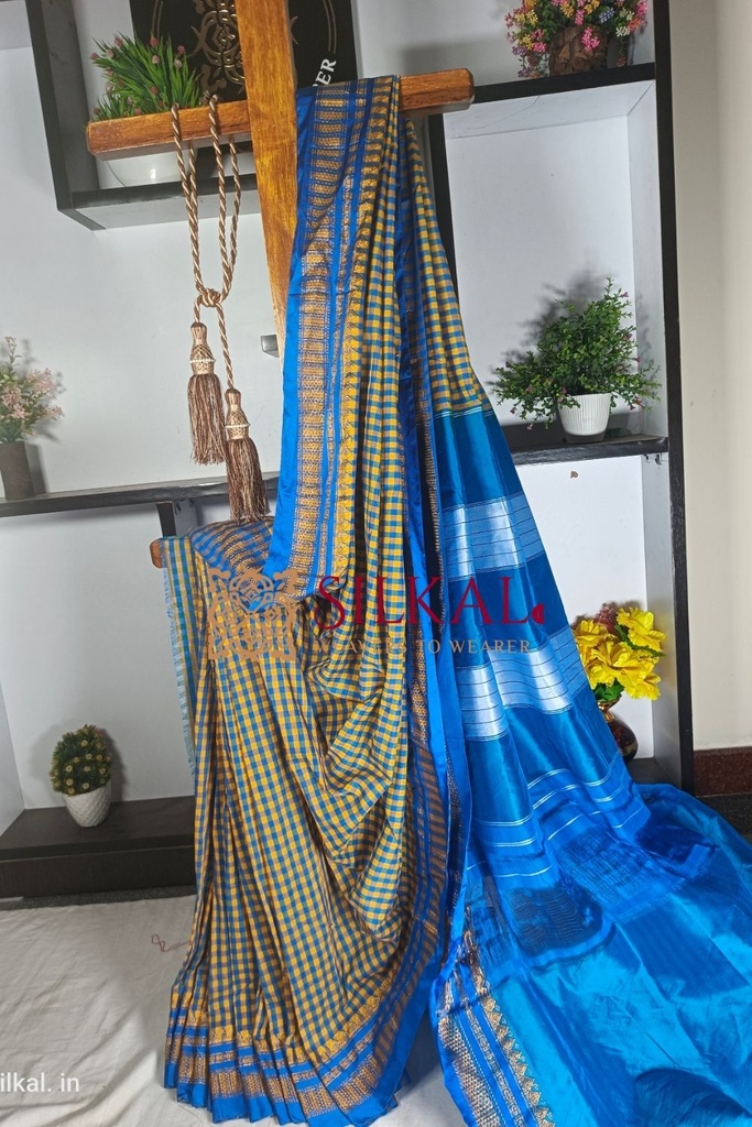 Ilkal Small Check Cotton Silk Saree