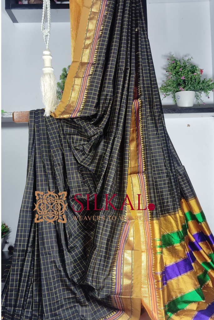 Ilkal Checked The Mercerized Silk Saree