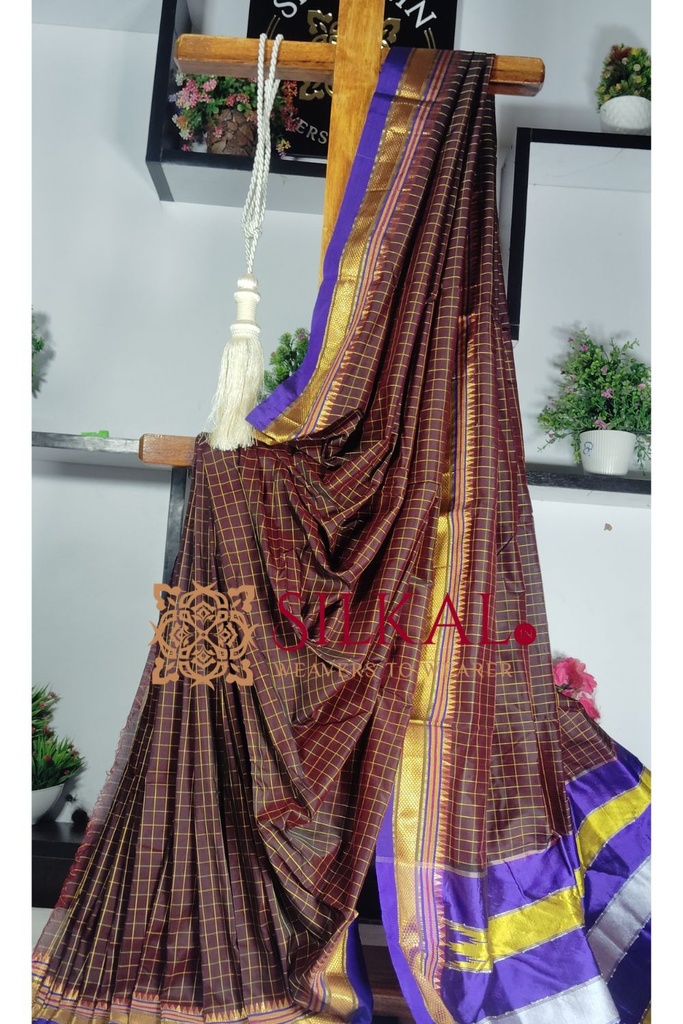Ilkal Checked The Mercerized Silk Saree