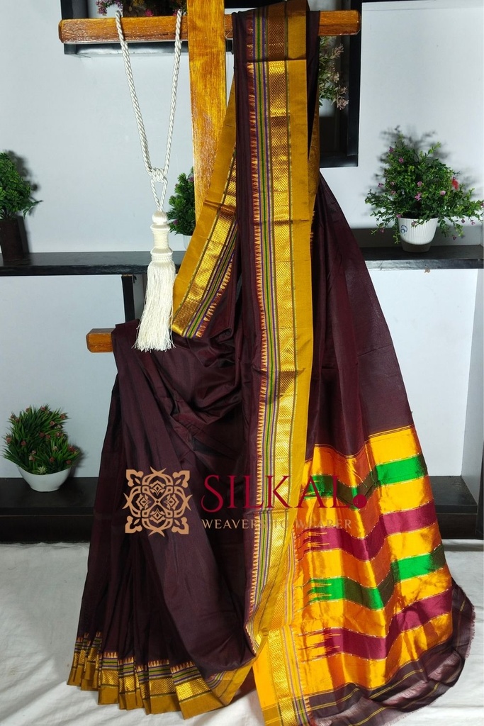 Ilkal Plain Mercerised Silk Saree