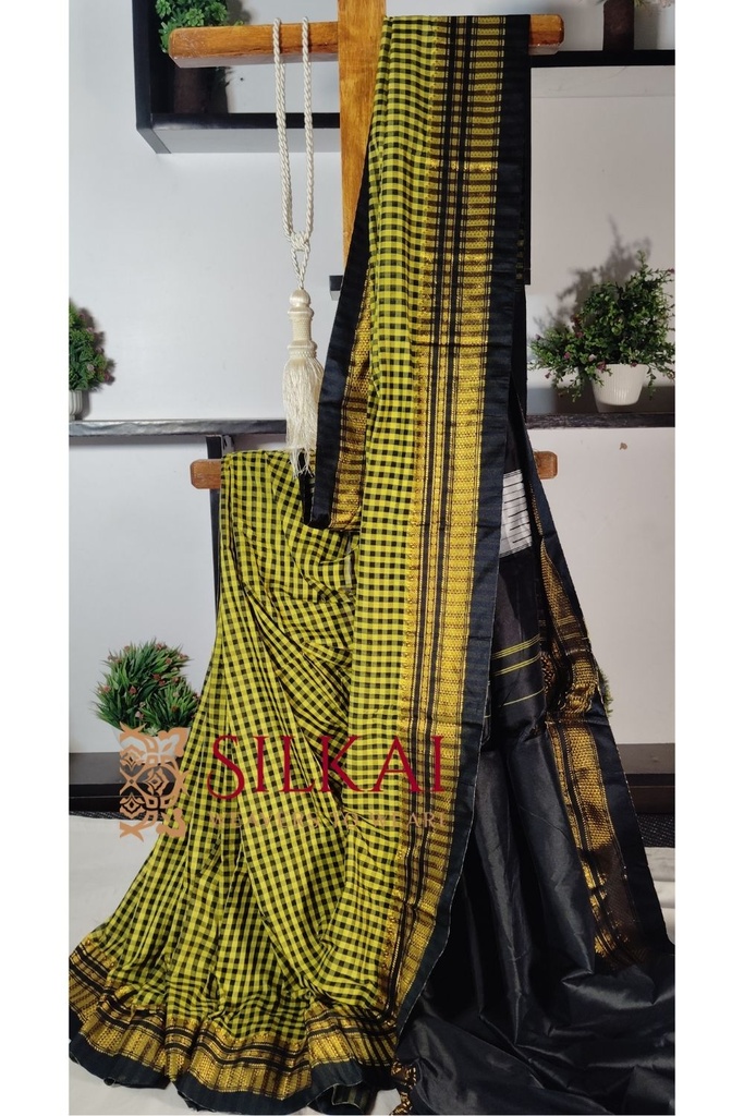 Ilkal Small Check Cotton Silk Saree
