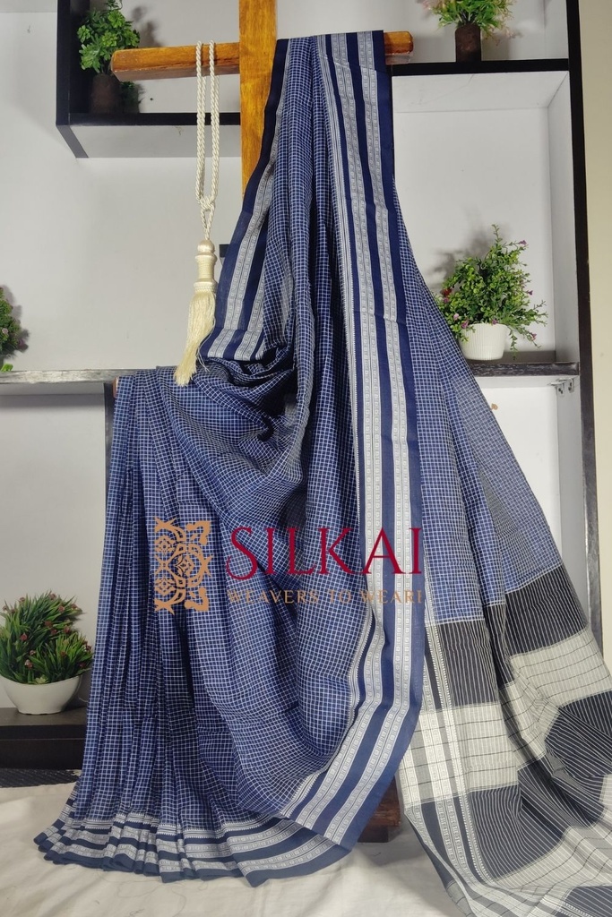 Patteda Anchu Pure Cotton With Gaadi Dhadi Border Saree