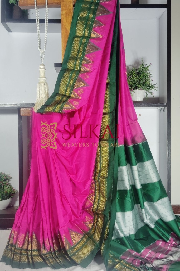 Ilkal Zari Temple Cotton Silk Saree