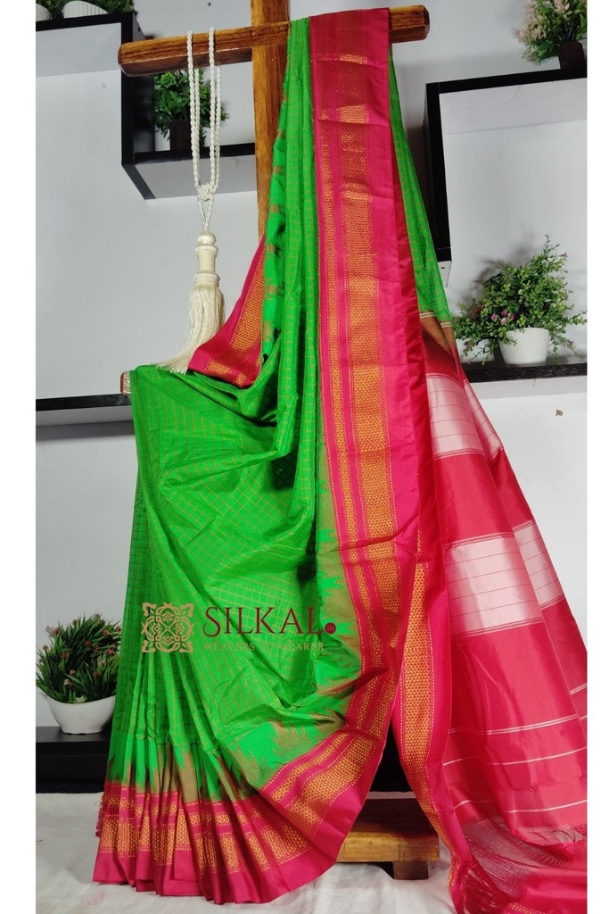 Ilkal Cotton Silk Chadaranga Temple Saree skl1937