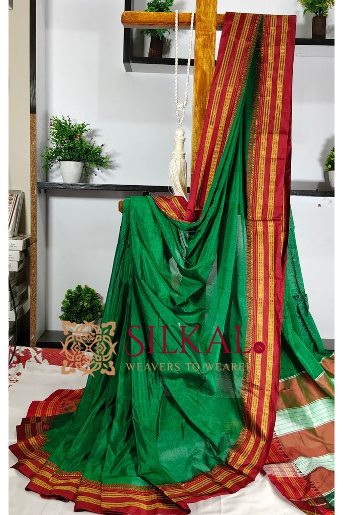 Ilkal Cotton Gaadi Dadi Plain Saree