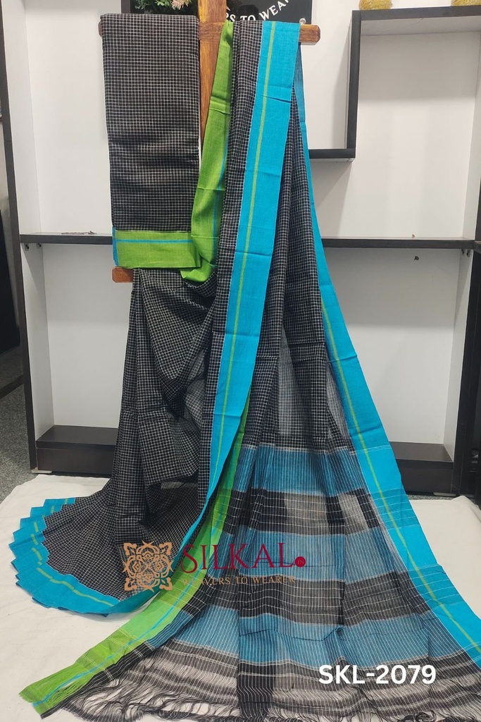 Patteda Anchu Checks With Plain Border
