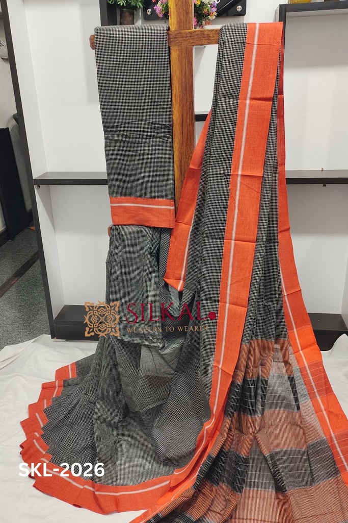Patteda Anchu Checks With Plain Border