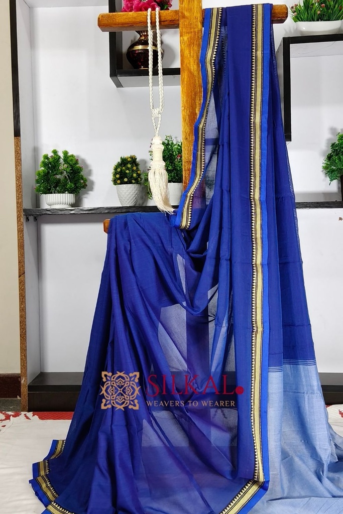SKL3122 Narayan Peth Plain Cotton Saree With Patti Pallu
