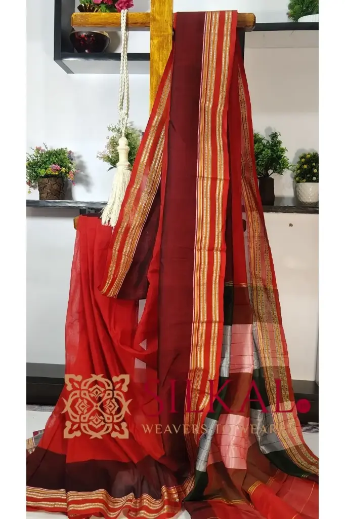 SKL03270 Ilkal NIB Cotton Gomi Border Saree 