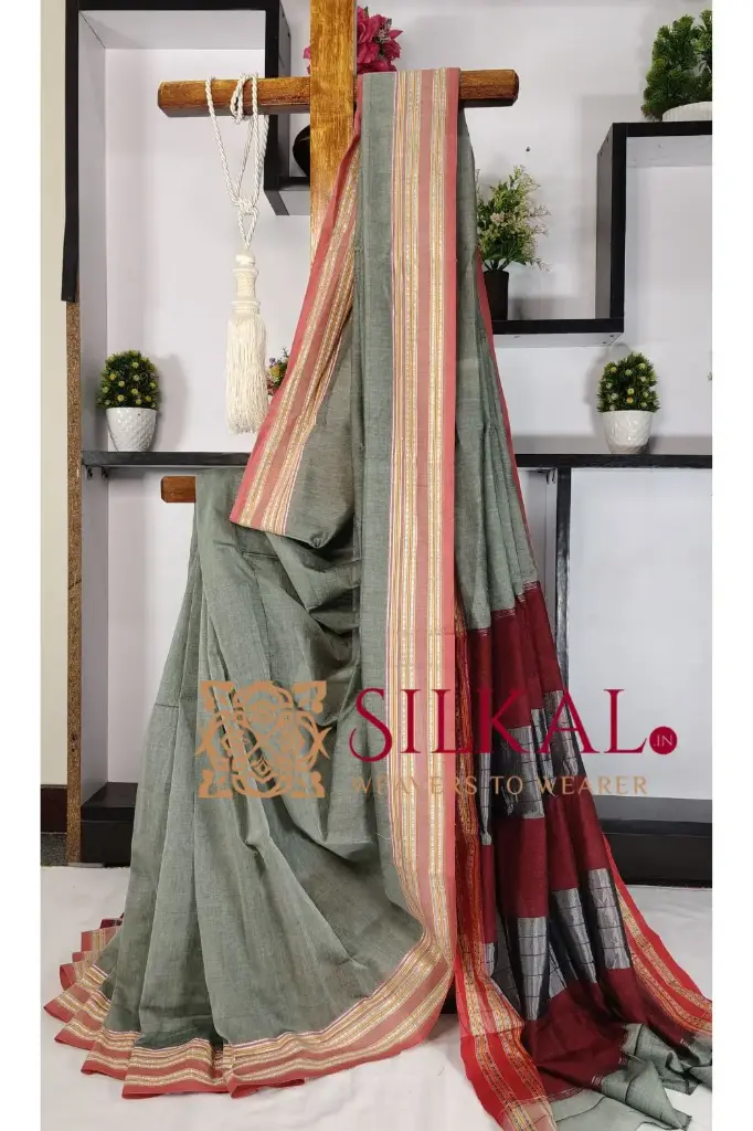 SKL03420 ILKAL NIB Cotton Gomi Border Saree 