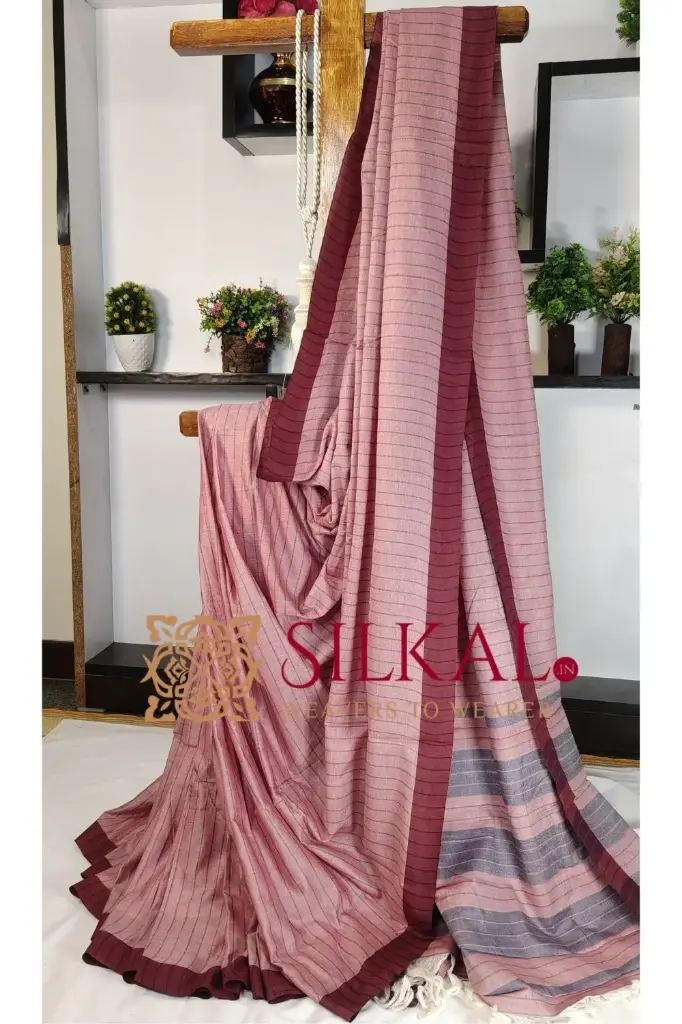 SKL03415 Ilkal Handloom Mercerised Cotton Stripe Saree 
