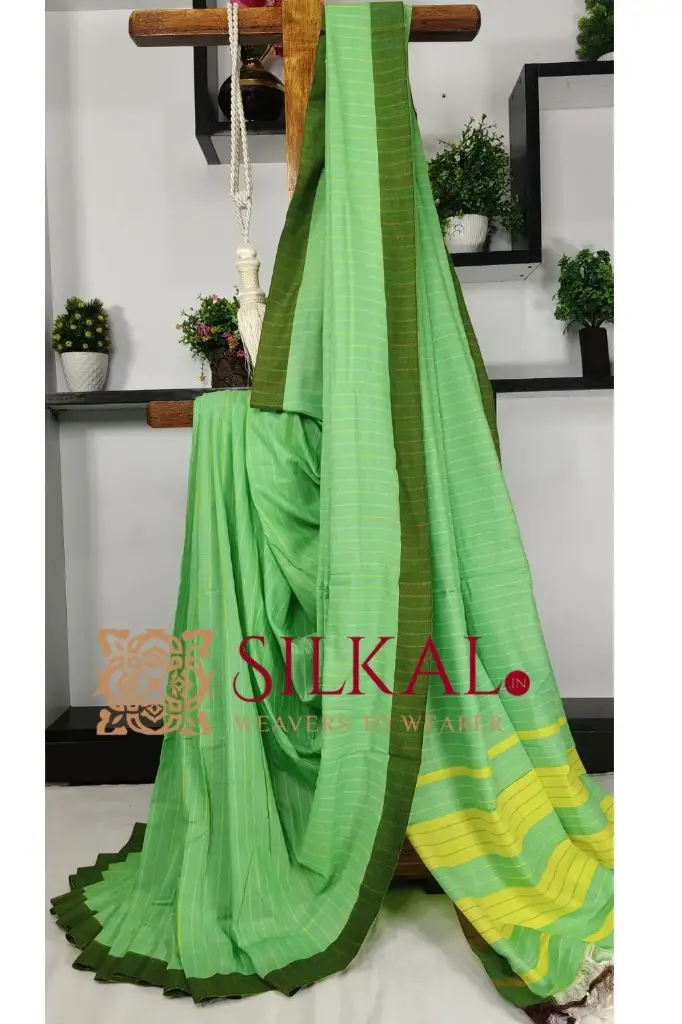 SKL03398 Ilkal Handloom Mercerised Cotton Stripe Saree 