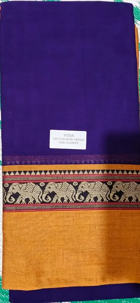 SKL3141 Narayan Peth Plain Cotton Saree With Patti Pallu Saree