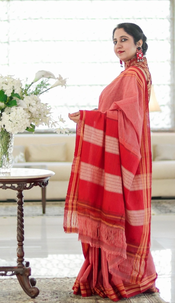 Patteda Anchu Pure Cotton With Ghumi Border Saree